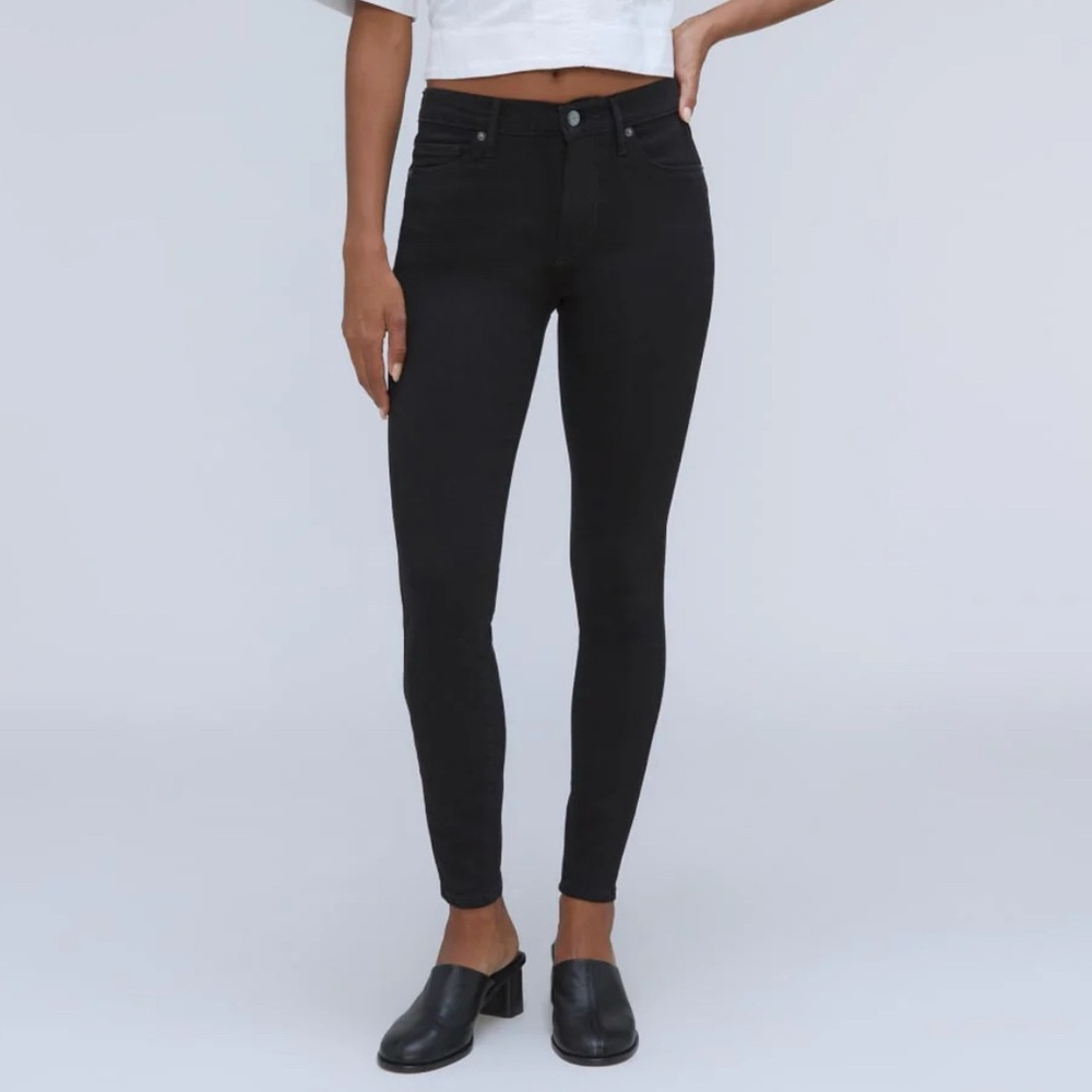 NWT Everlane The Mid-Rise Skinny Stretch Jeans Black Size 28